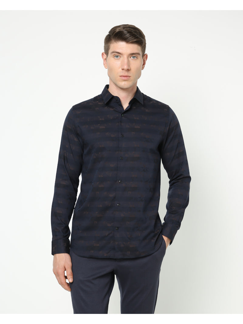 Men's Navy Blue Striped Shirt