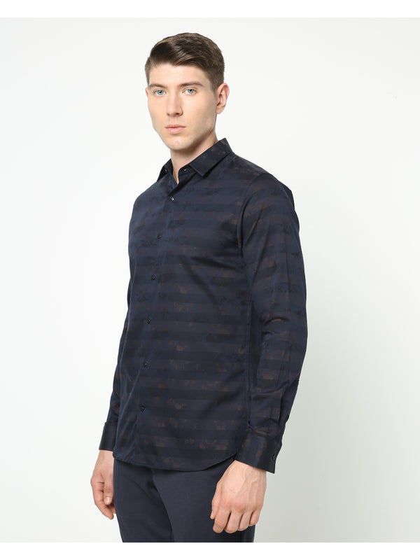 Men's Navy Blue Striped Shirt