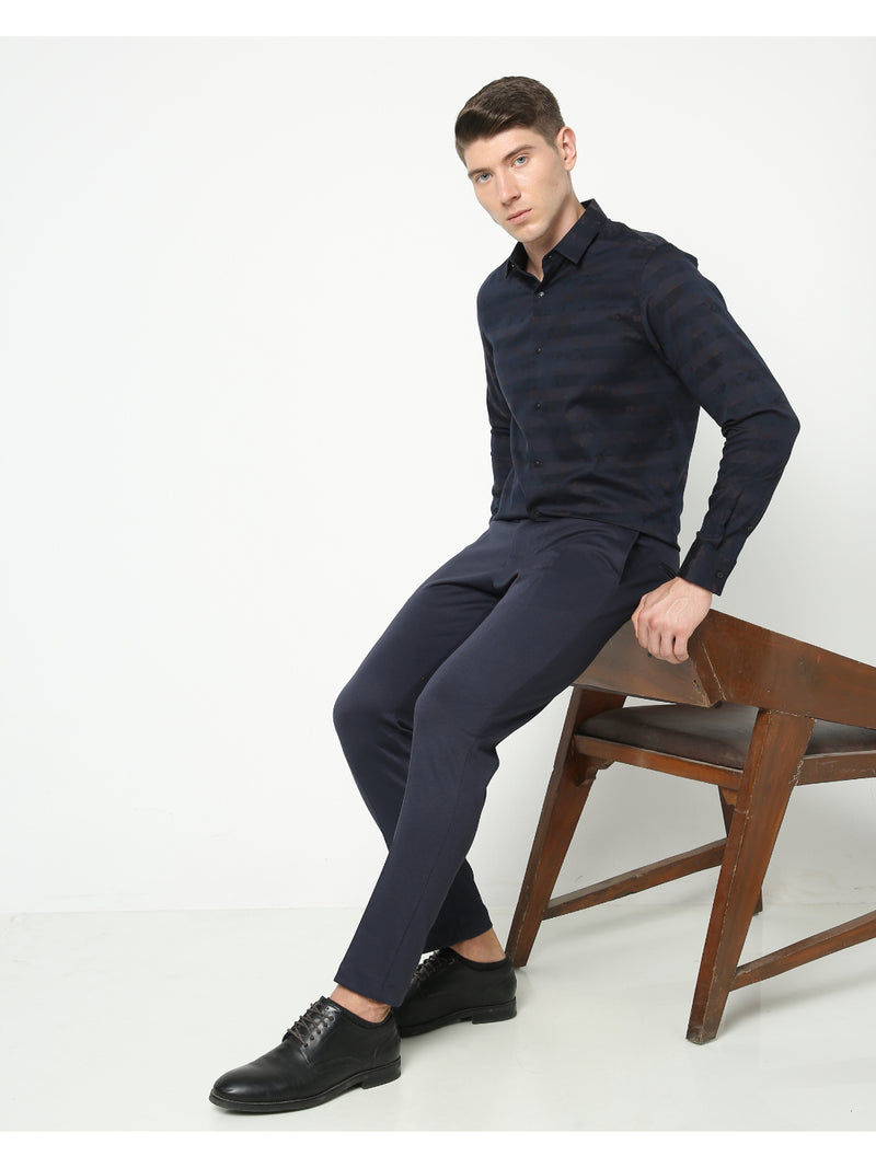 Men's Navy Blue Striped Shirt