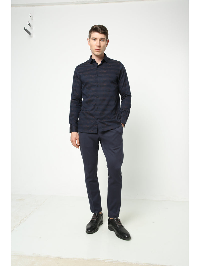 Men's Navy Blue Striped Shirt