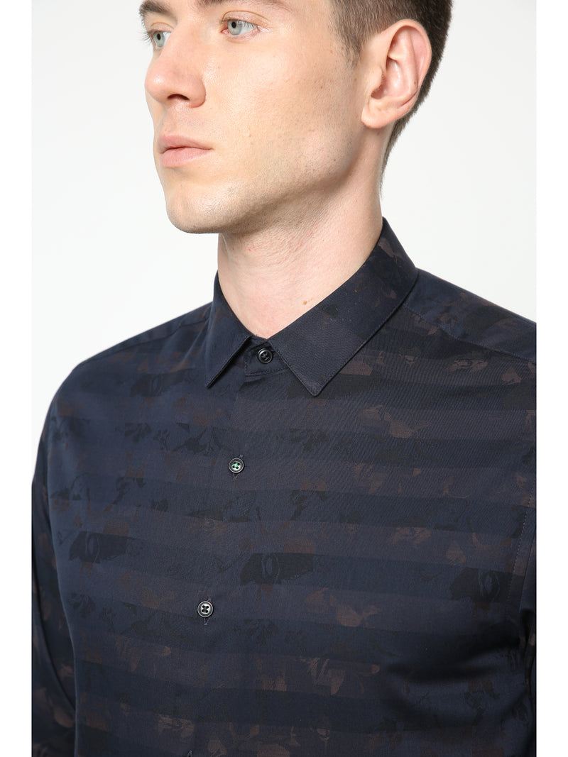 Men's Navy Blue Striped Shirt