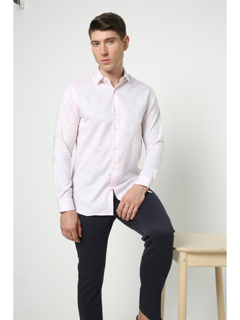 Men's Light Pink Printed shirt