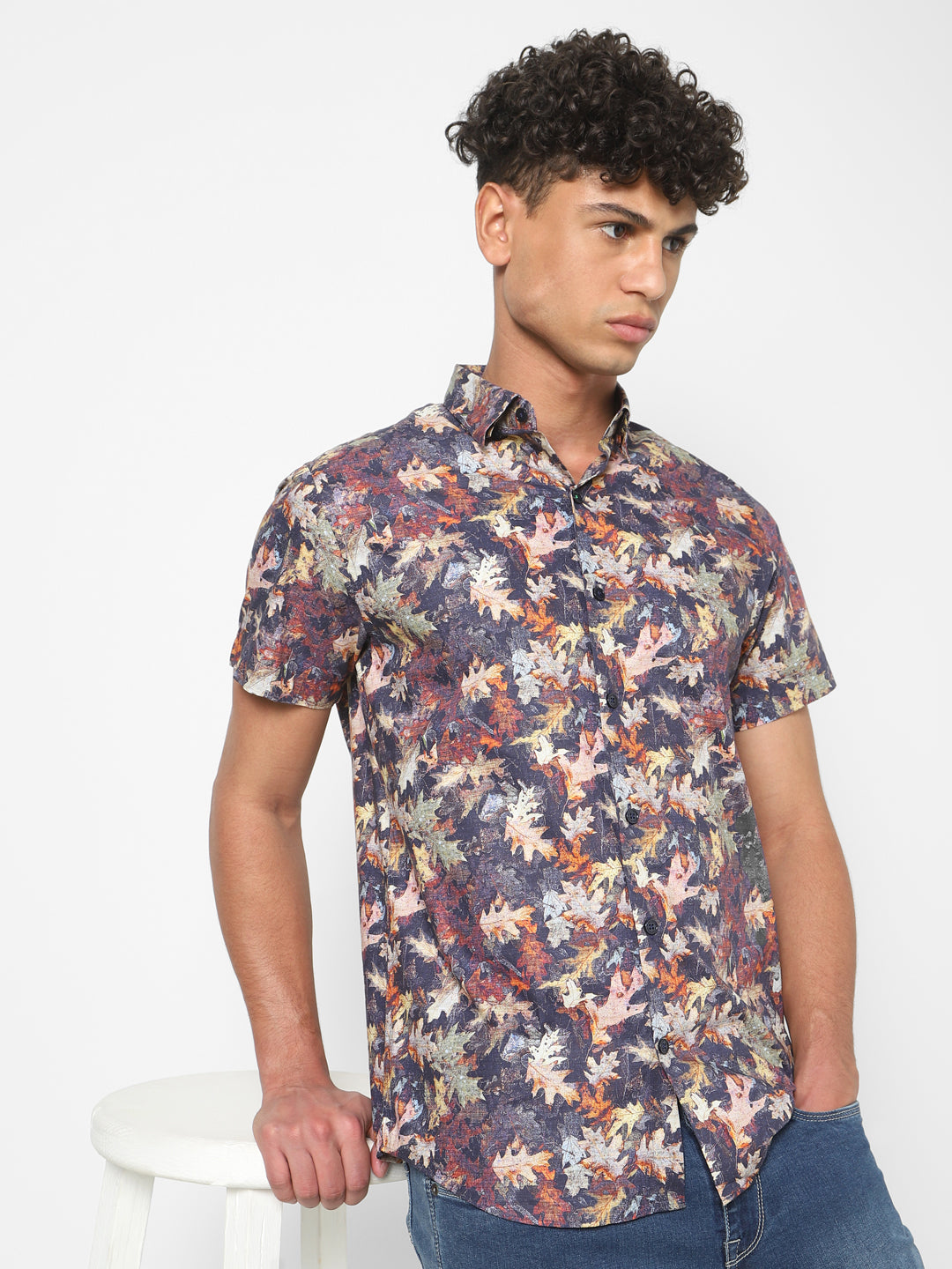 Exhaust Floral Printinng Short Sleeve Shirt