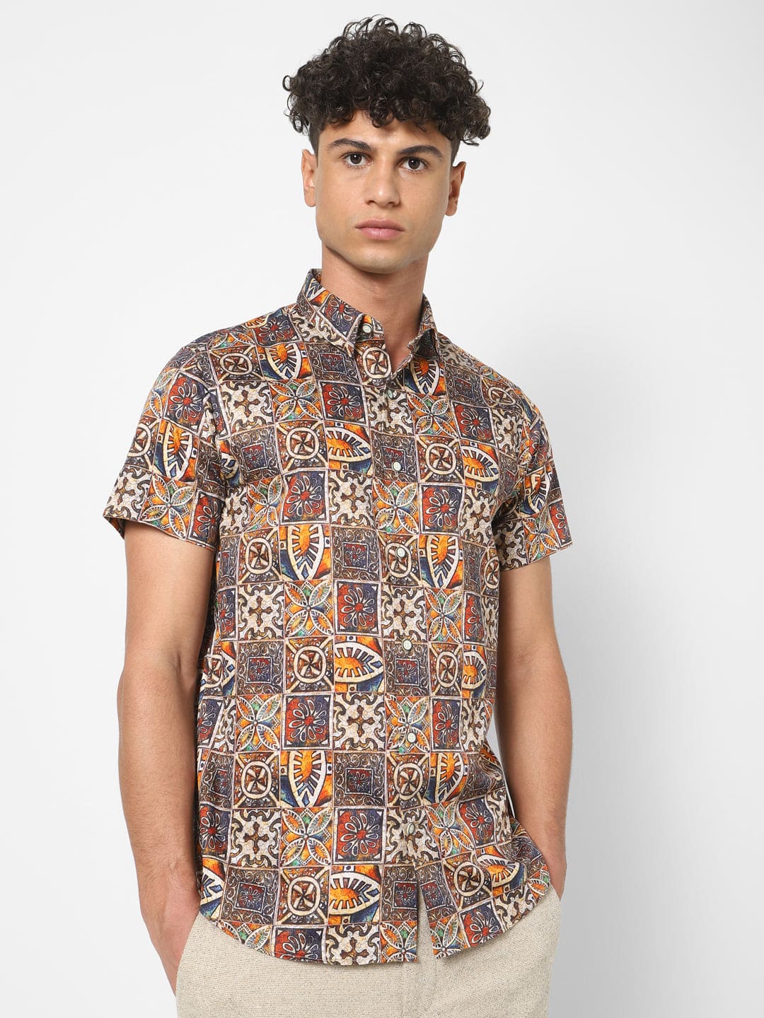 Men's morroco yellow printed shirt