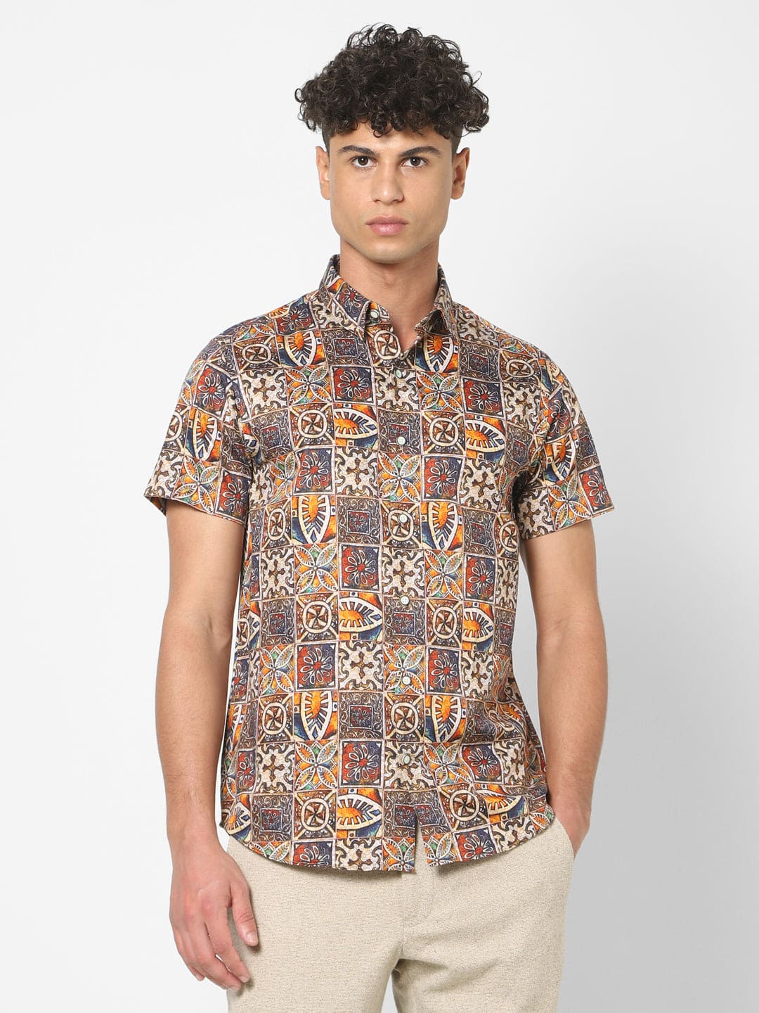 Men's morroco yellow printed shirt