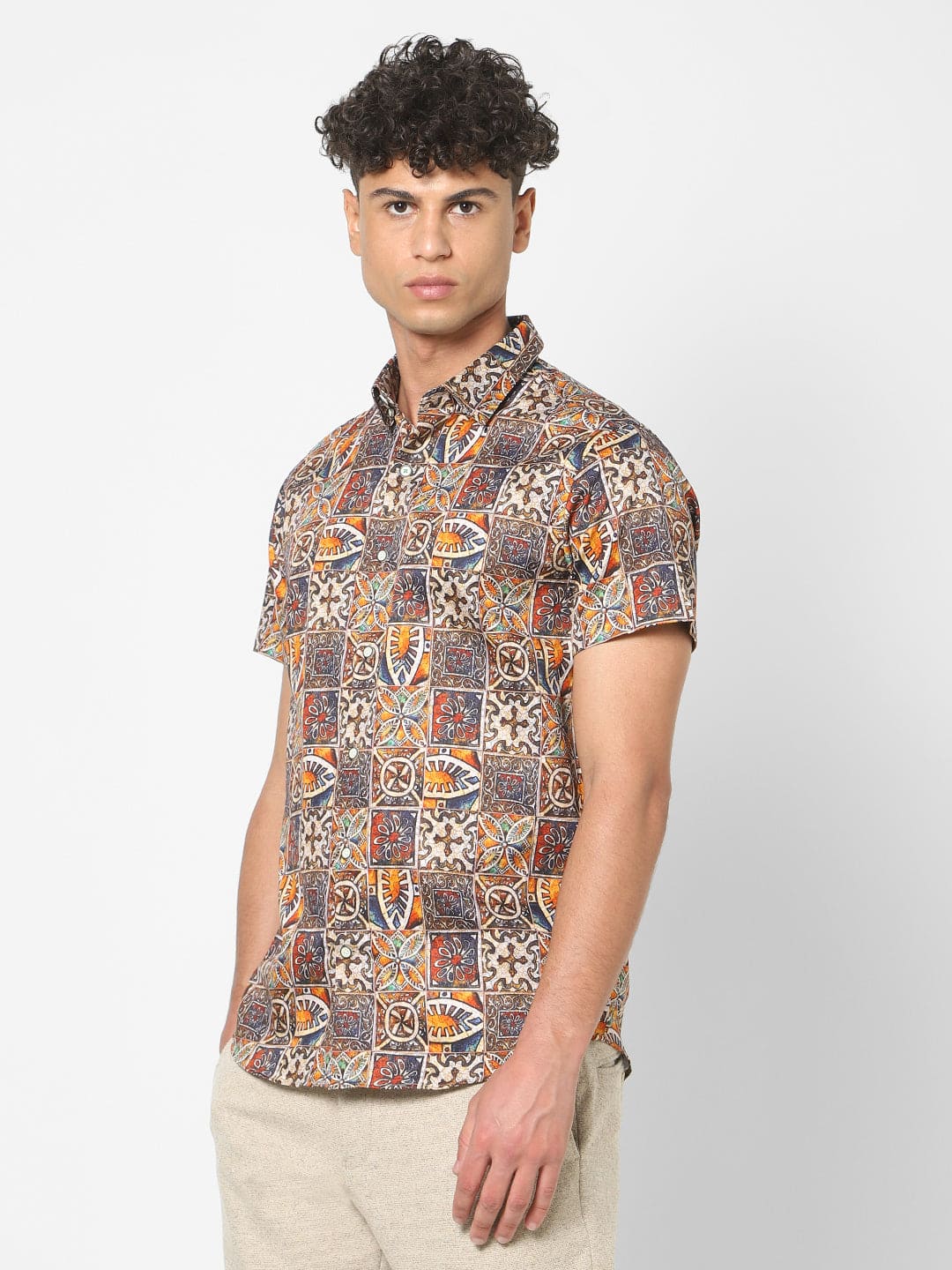 Men's morroco yellow printed shirt