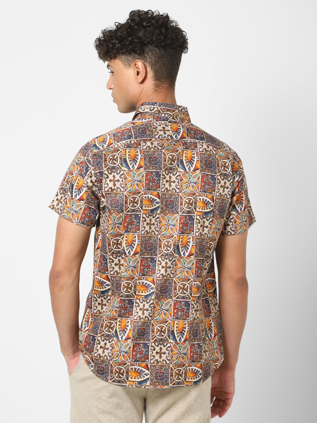 Men's morroco yellow printed shirt