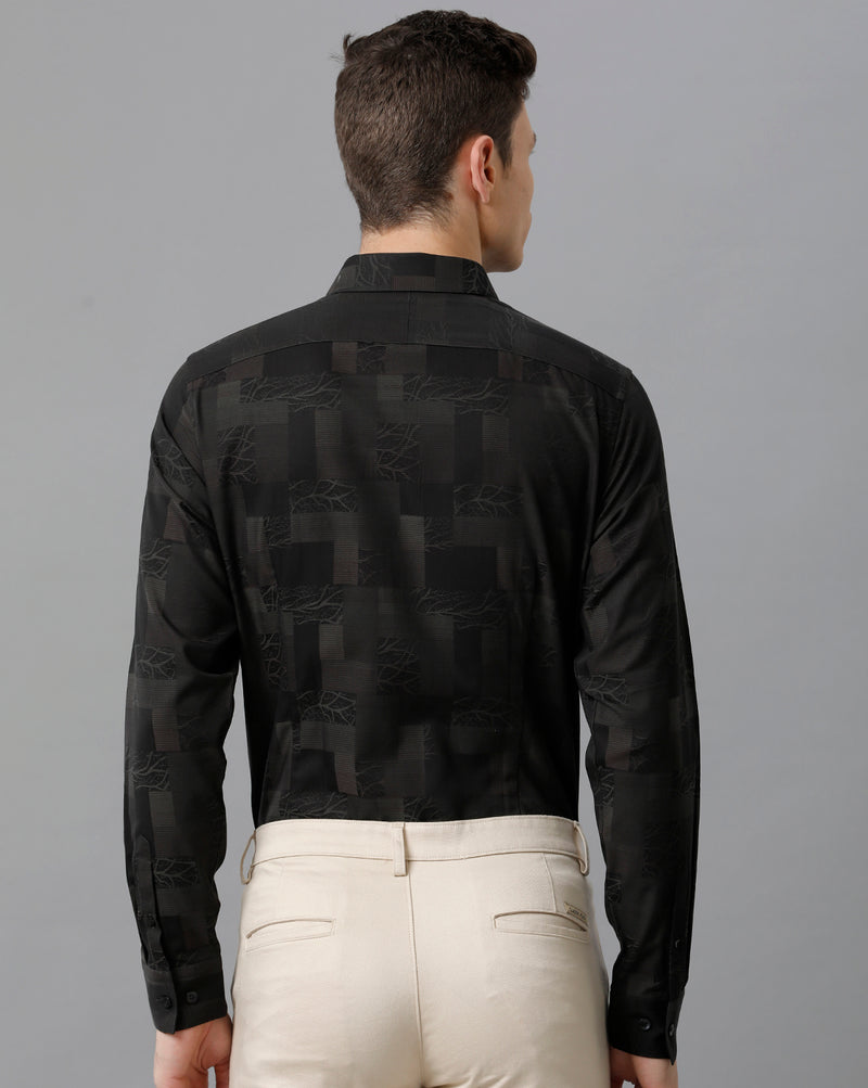 Men's Floral Print Checkered Cotton Shirt