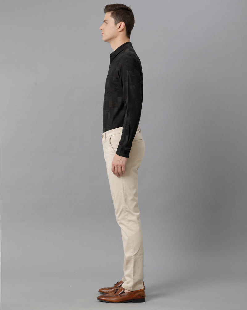 Men's Floral Print Checkered Cotton Shirt