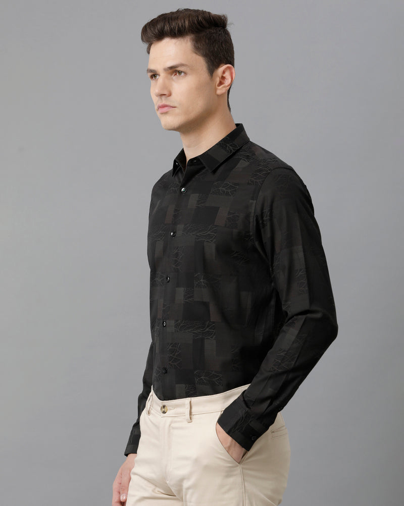 Men's Floral Print Checkered Cotton Shirt