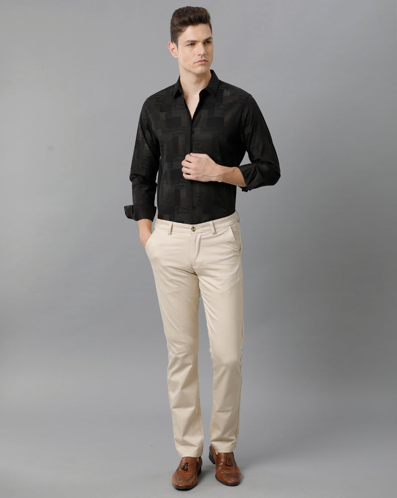 Men's Floral Print Checkered Cotton Shirt