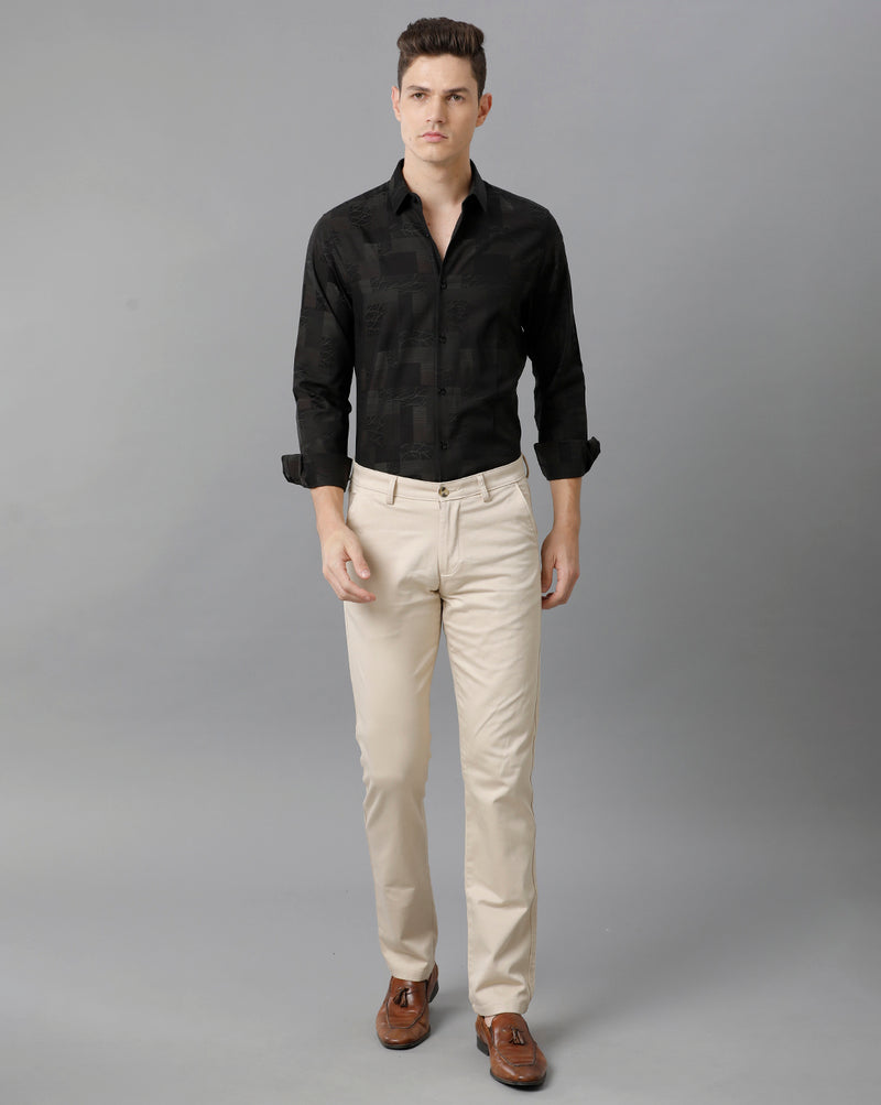 Men's Floral Print Checkered Cotton Shirt