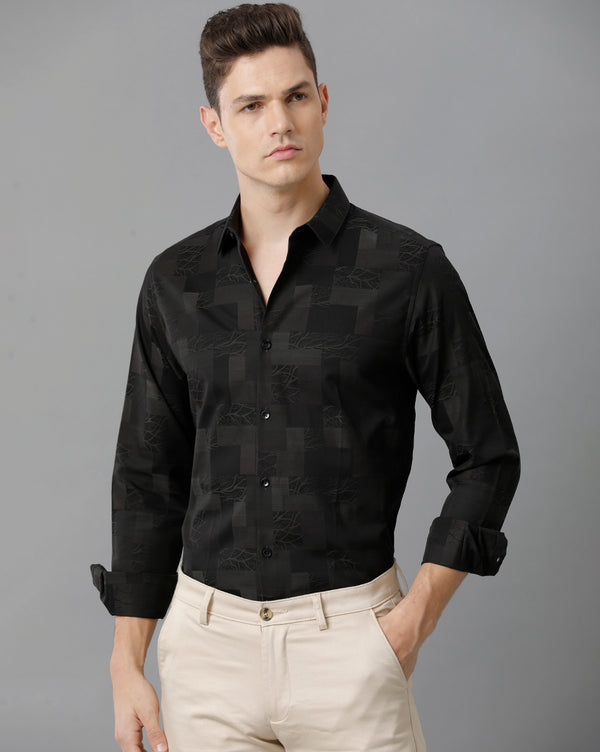 Men's Floral Print Checkered Cotton Shirt