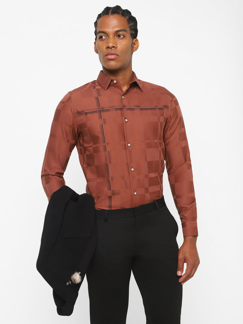 Men's Rust Orange Printed Shirt