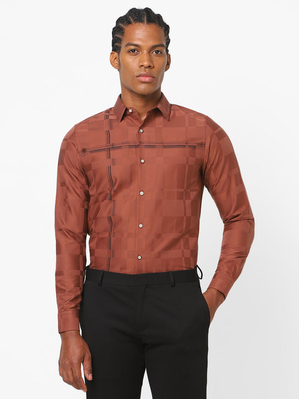 Men's Rust Orange Printed Shirt