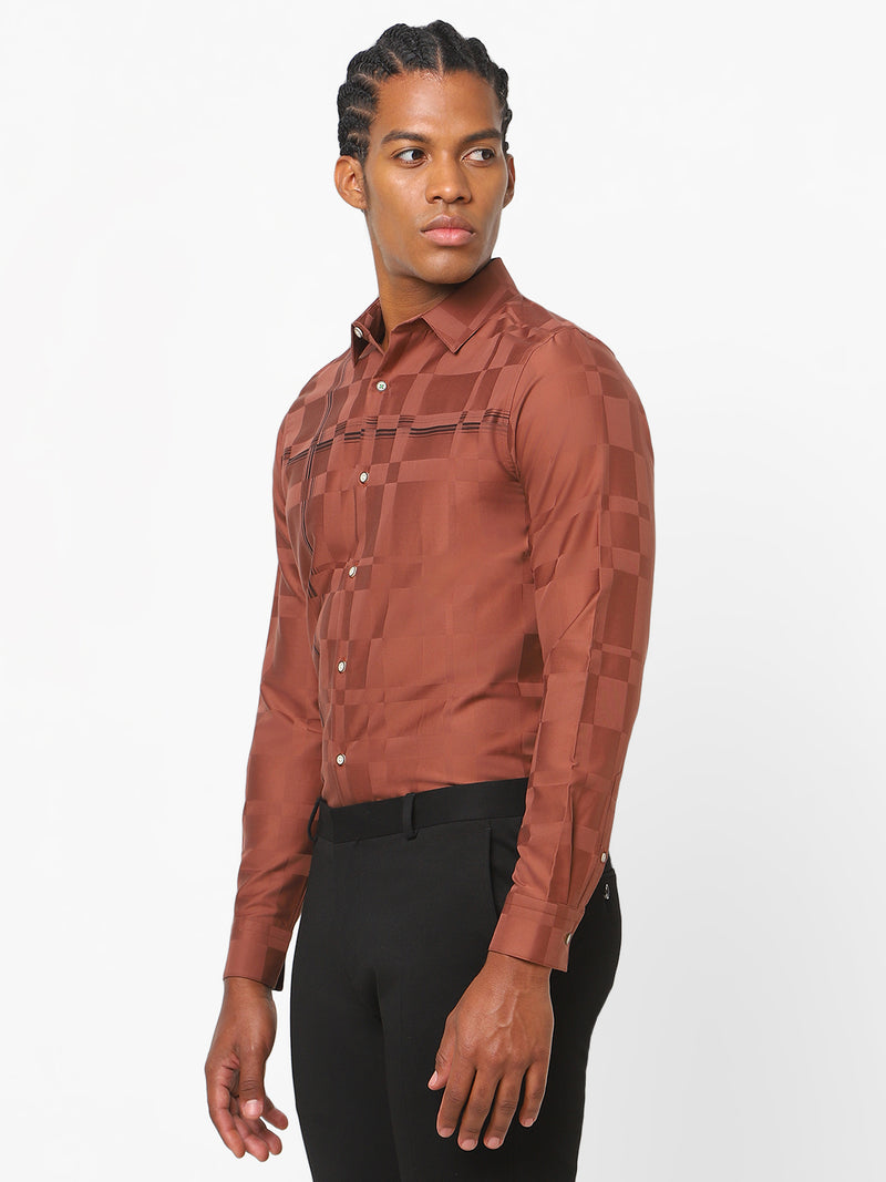 Men's Rust Orange Printed Shirt
