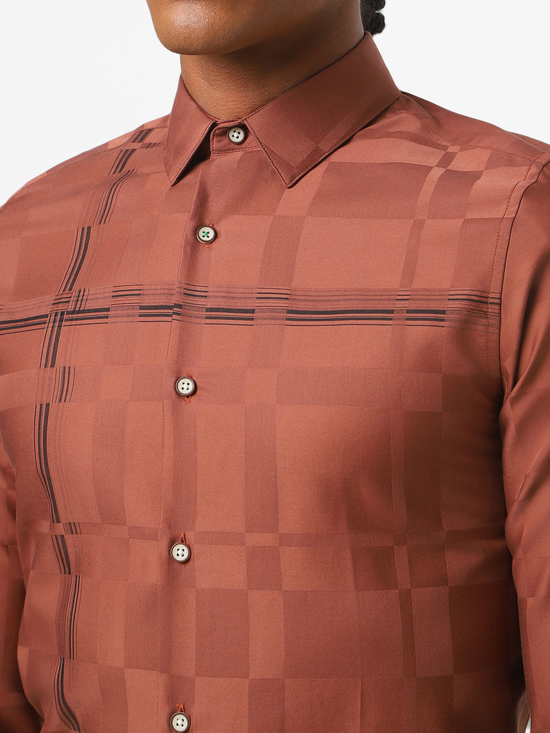 Men's Rust Orange Printed Shirt