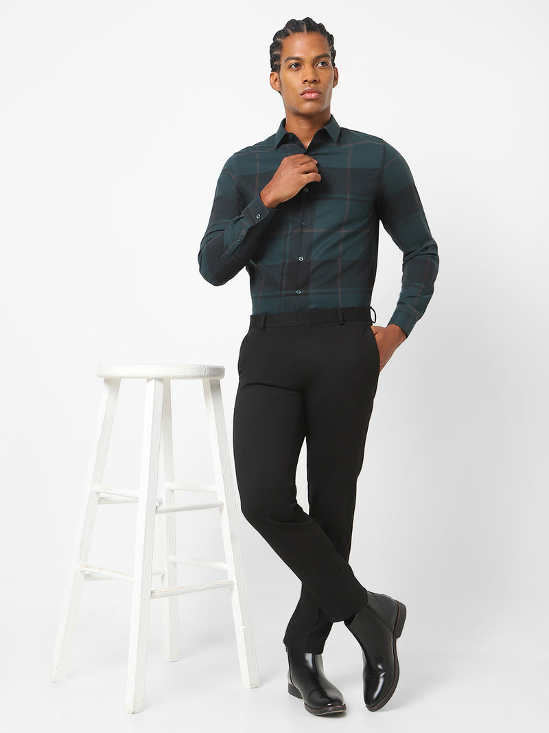 Men's Bottle Green Checks Shirt