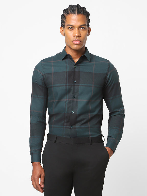 Men's Bottle Green Checks Shirt
