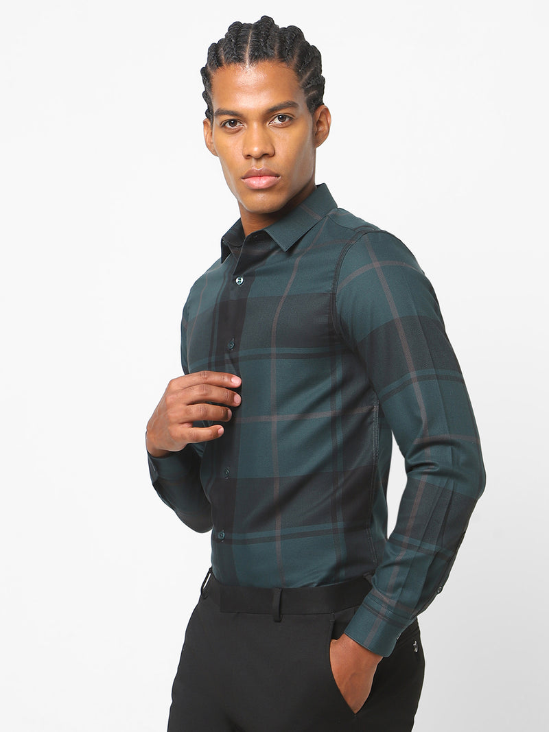 Men's Bottle Green Checks Shirt