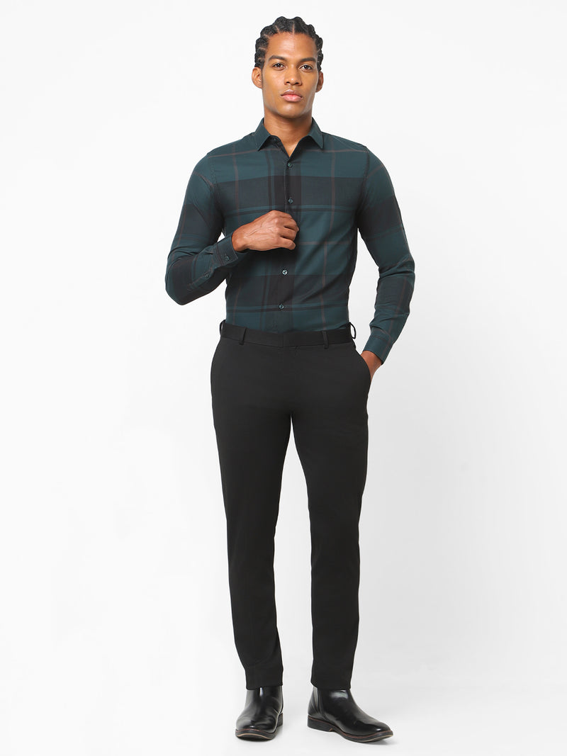 Men's Bottle Green Checks Shirt