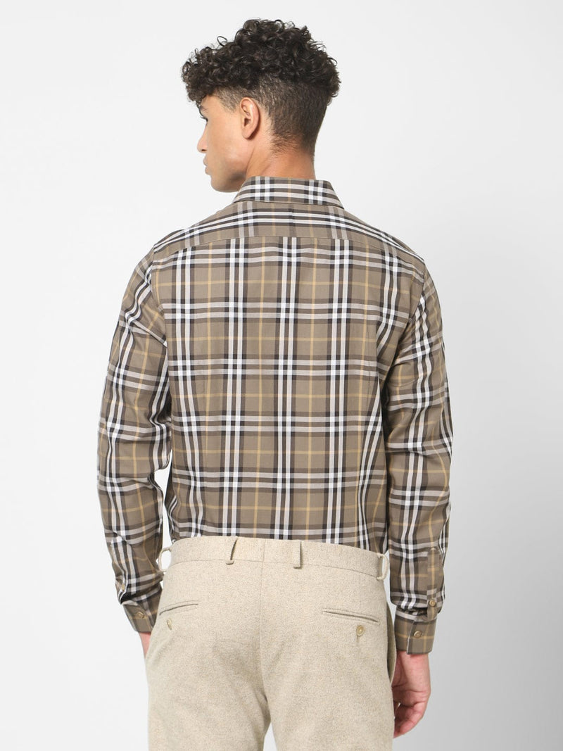 Men's Light Brown Checks Shirt