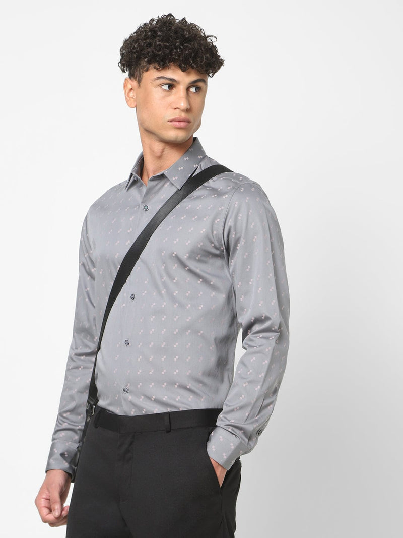 Men's Grey Printed Shirt 1