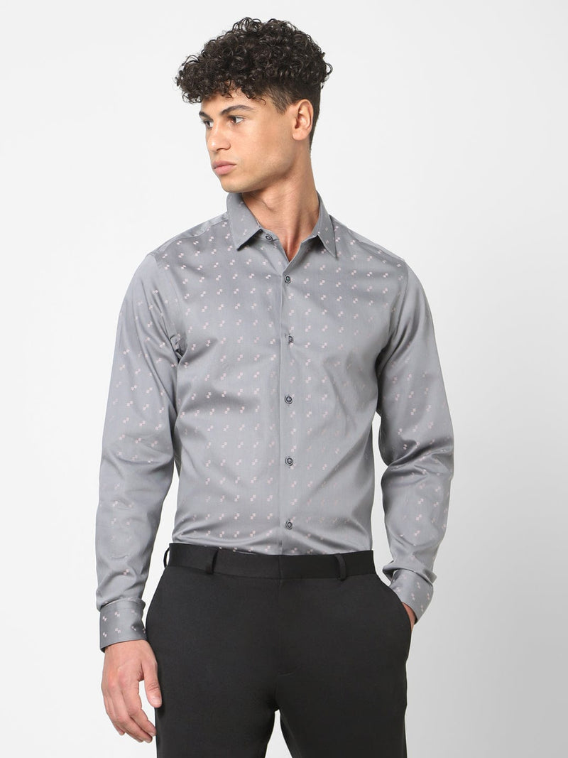 Men's Grey Printed Shirt 1