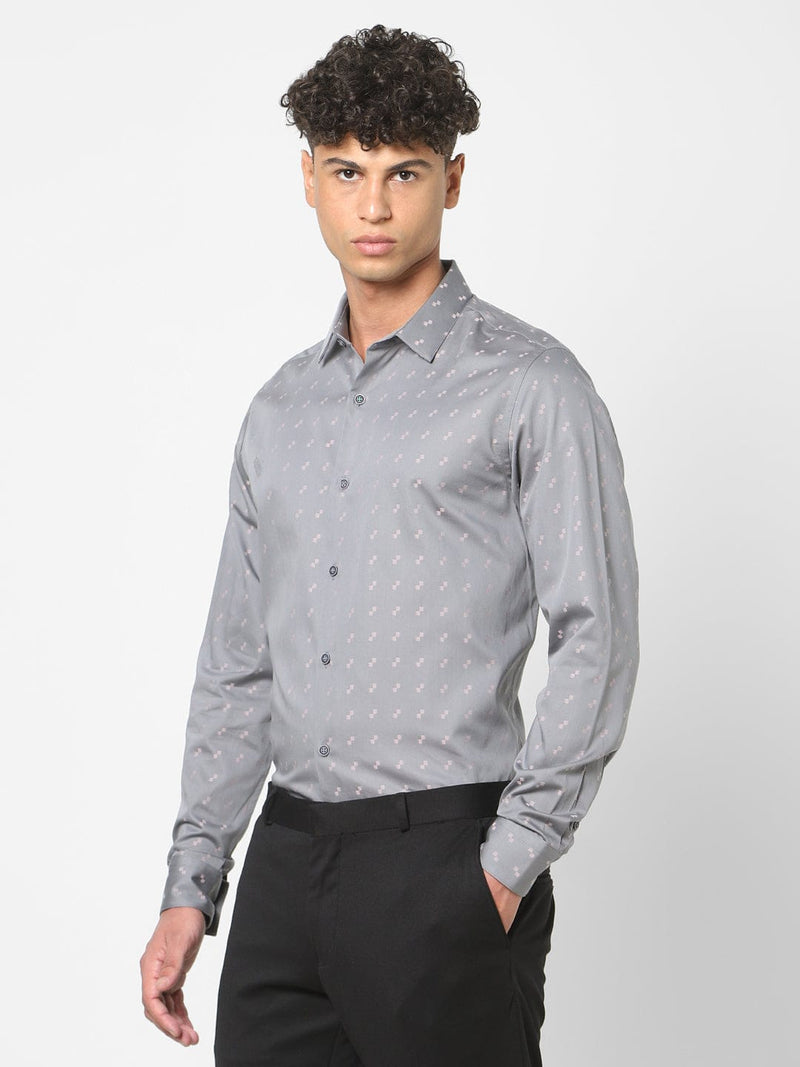 Men's Grey Printed Shirt 1