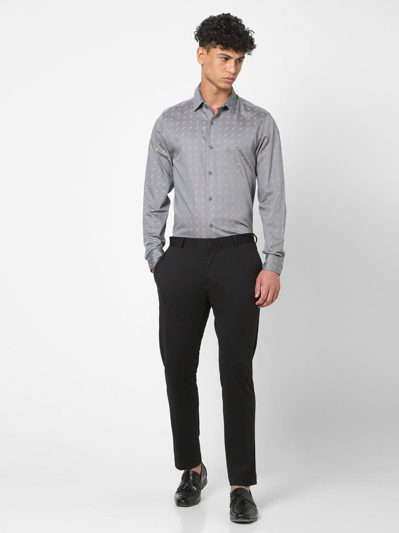 Men's Grey Printed Shirt 1