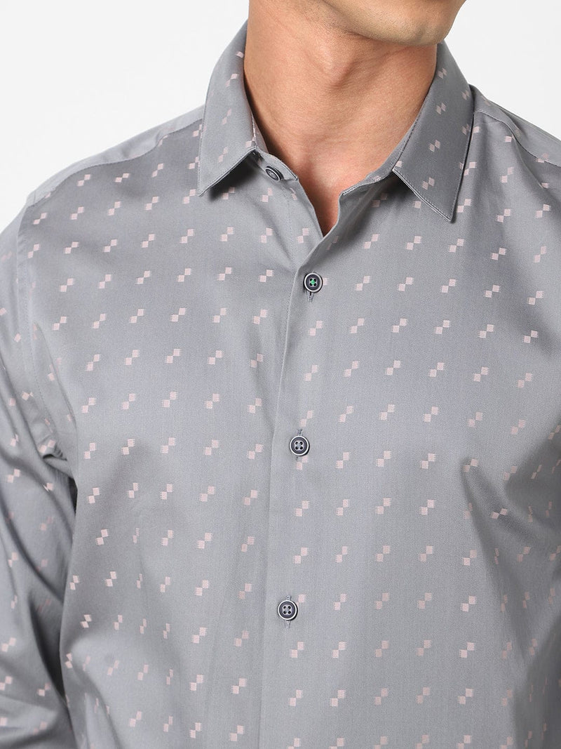 Men's Grey Printed Shirt 1