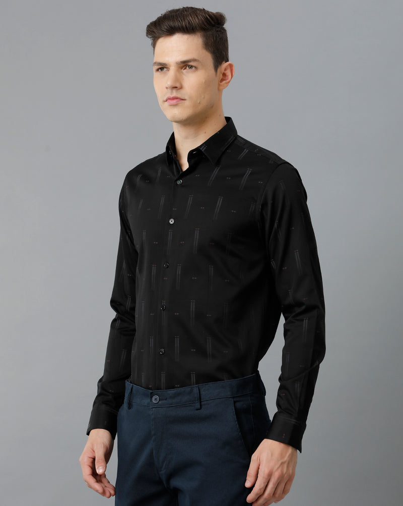 Men's Black Cotton Stretch Shirt