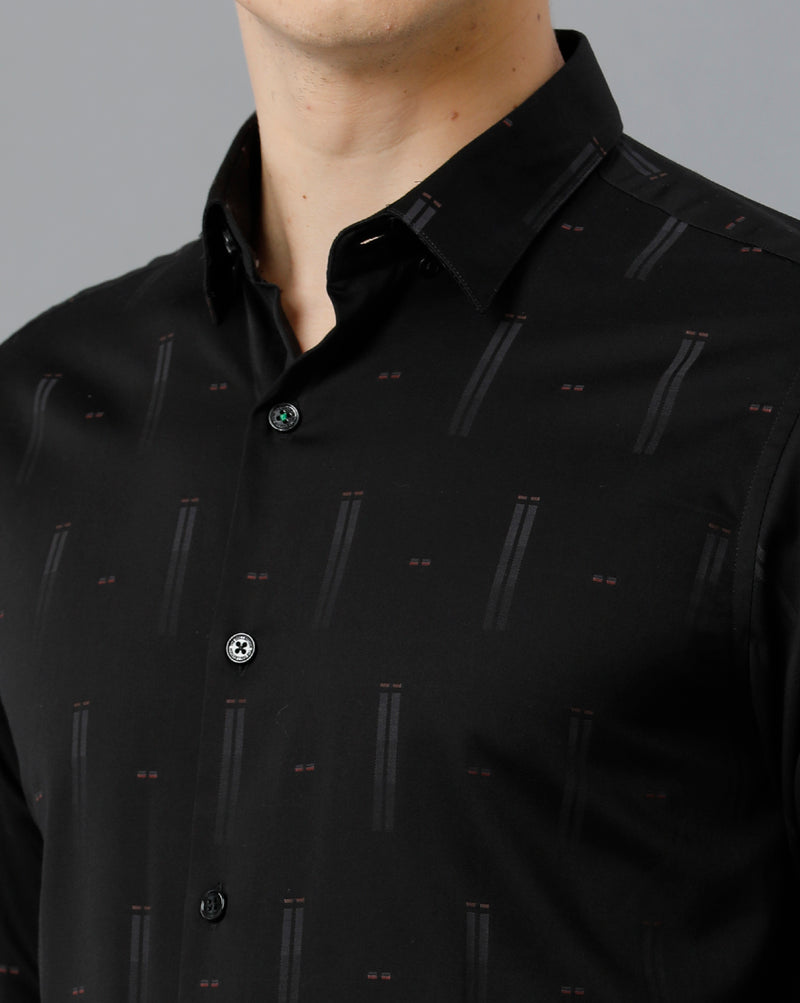 Men's Black Cotton Stretch Shirt
