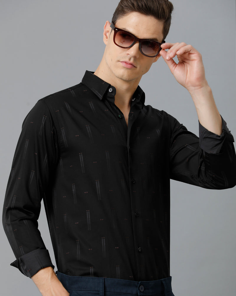 Men's Black Cotton Stretch Shirt