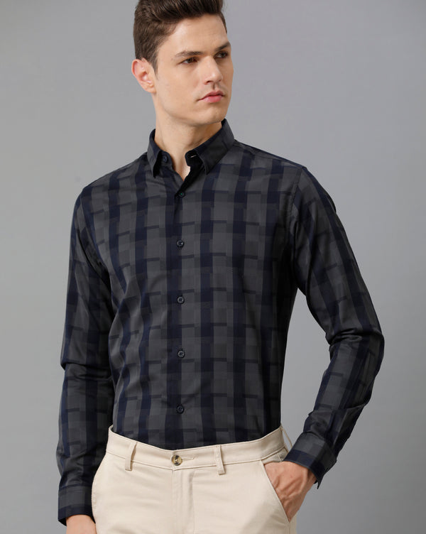 Men's Navy Cotton Stretch Shirt