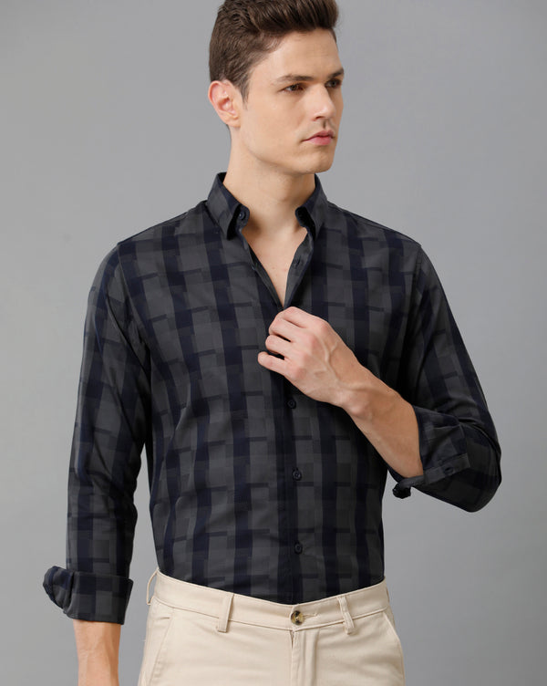 Men's Navy Cotton Stretch Shirt