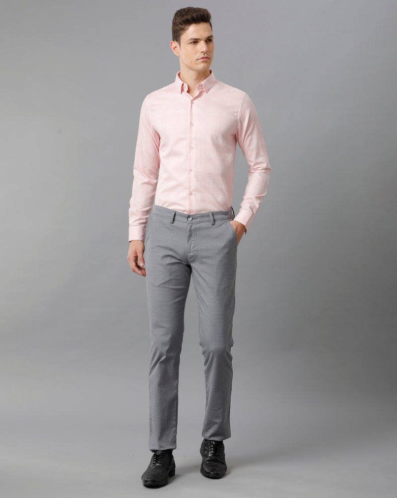 Men's Pink Checkered Cotton Stretch Shirt