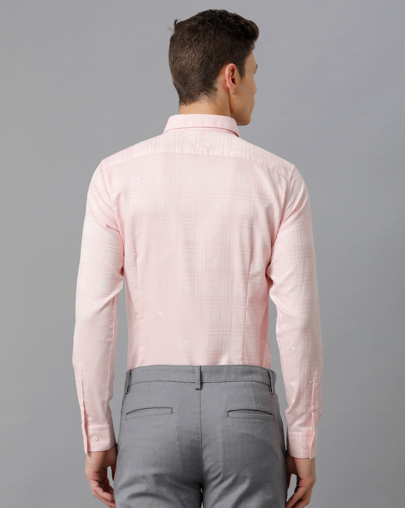 Men's Pink Checkered Cotton Stretch Shirt