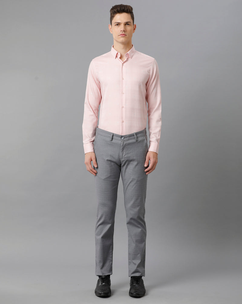 Men's Pink Checkered Cotton Stretch Shirt