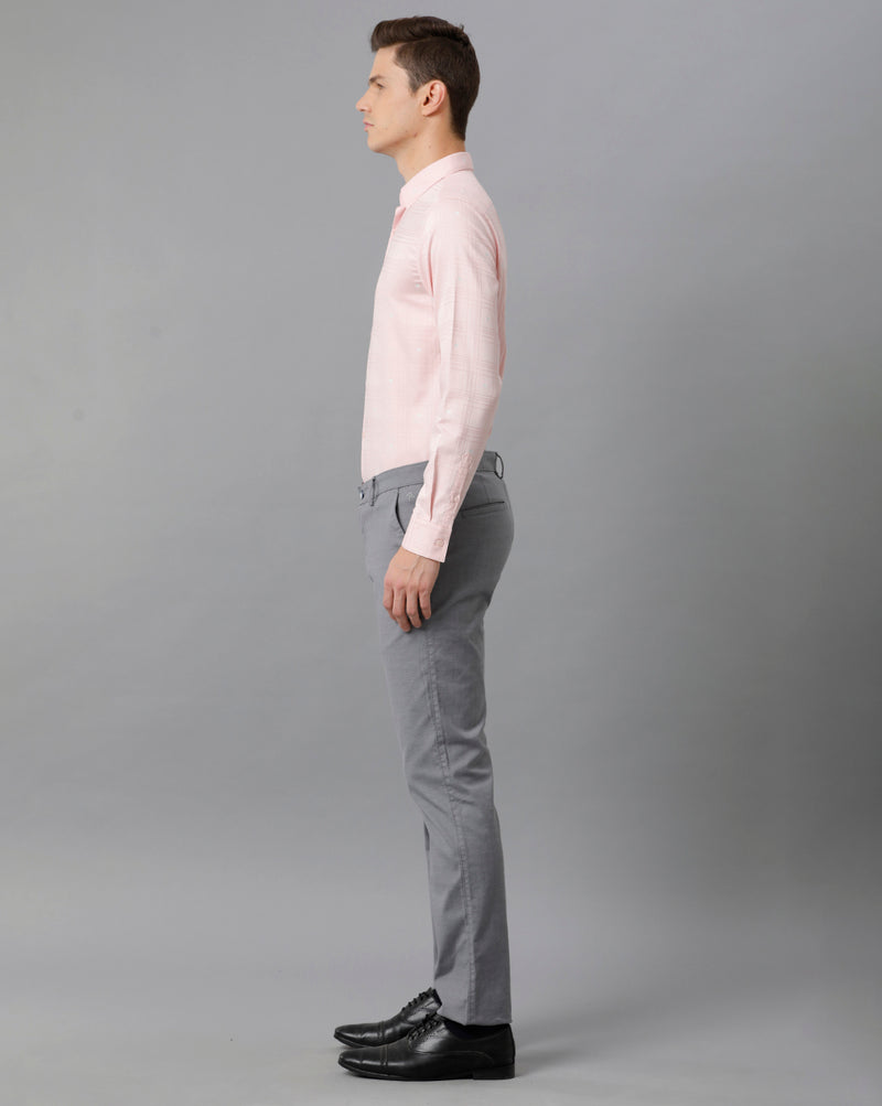 Men's Pink Checkered Cotton Stretch Shirt