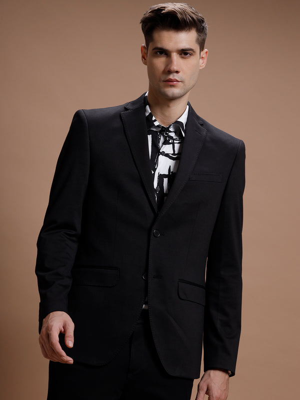 Men's Slim Fit Single Breasted Black Formal Blazer