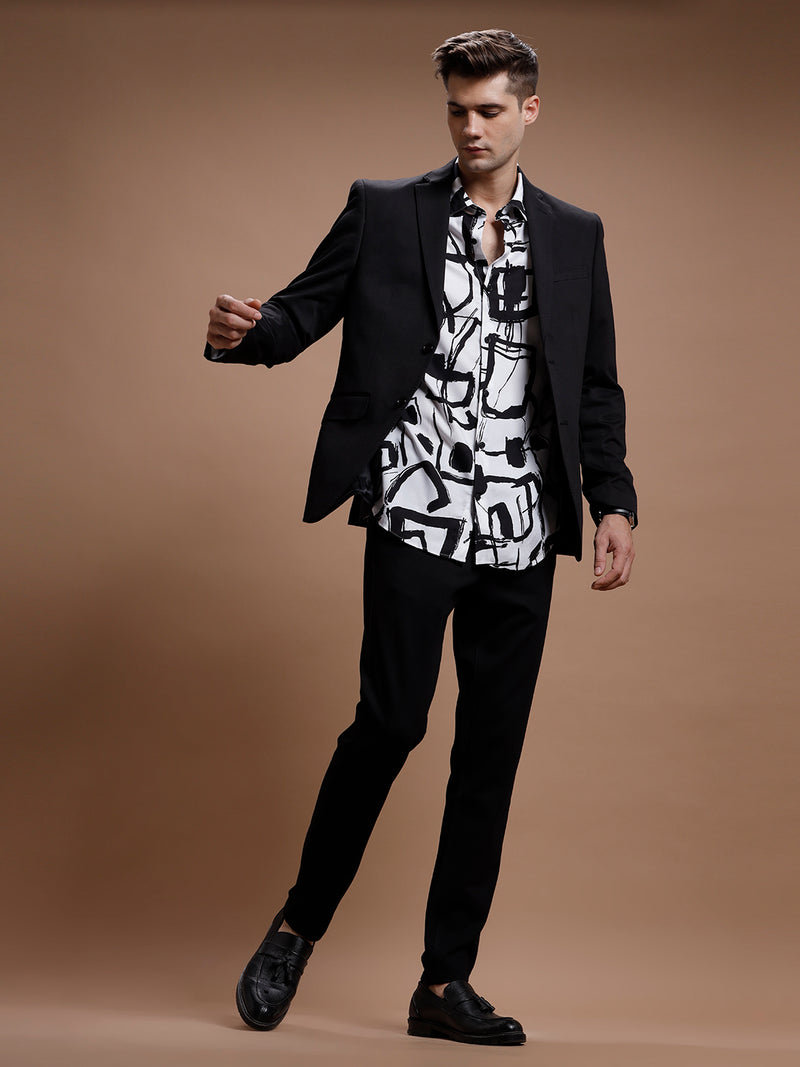 Men's Slim Fit Single Breasted Black Formal Blazer