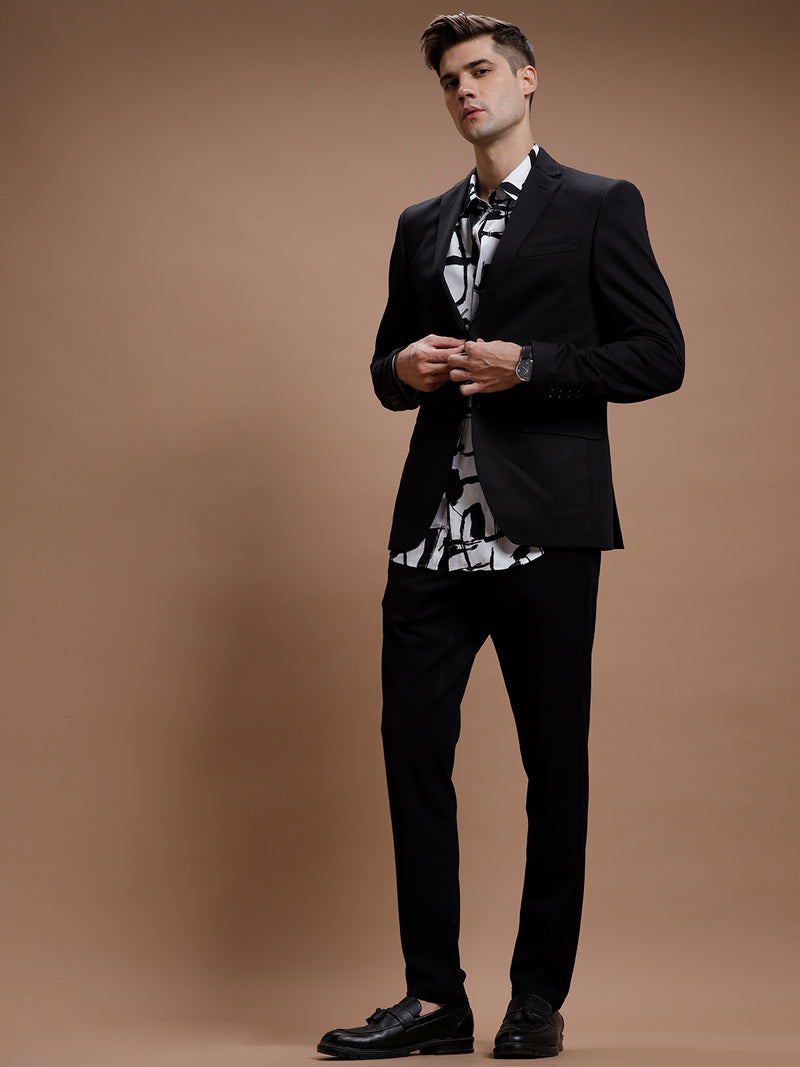 Men's Slim Fit Single Breasted Black Formal Blazer