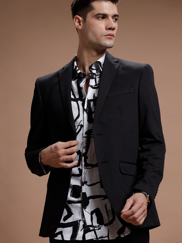Men's Slim Fit Single Breasted Black Formal Blazer