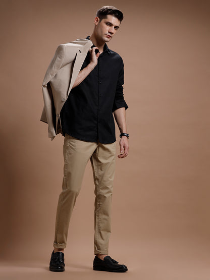 Beige  Smart Casual Cotton Trouser