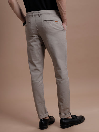 Beige Smart Casual Stretch Trouser