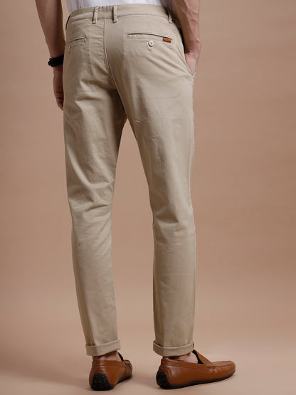 Beige  Smart Casual Cotton Trouser