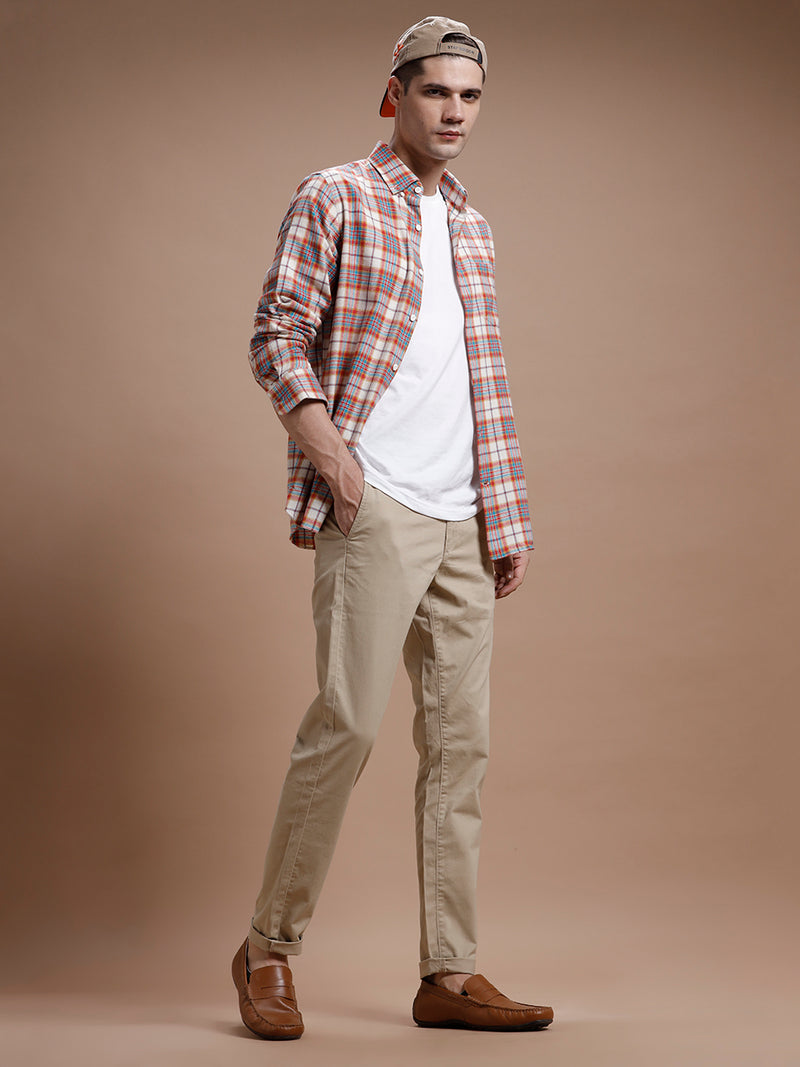Beige  Smart Casual Cotton Trouser