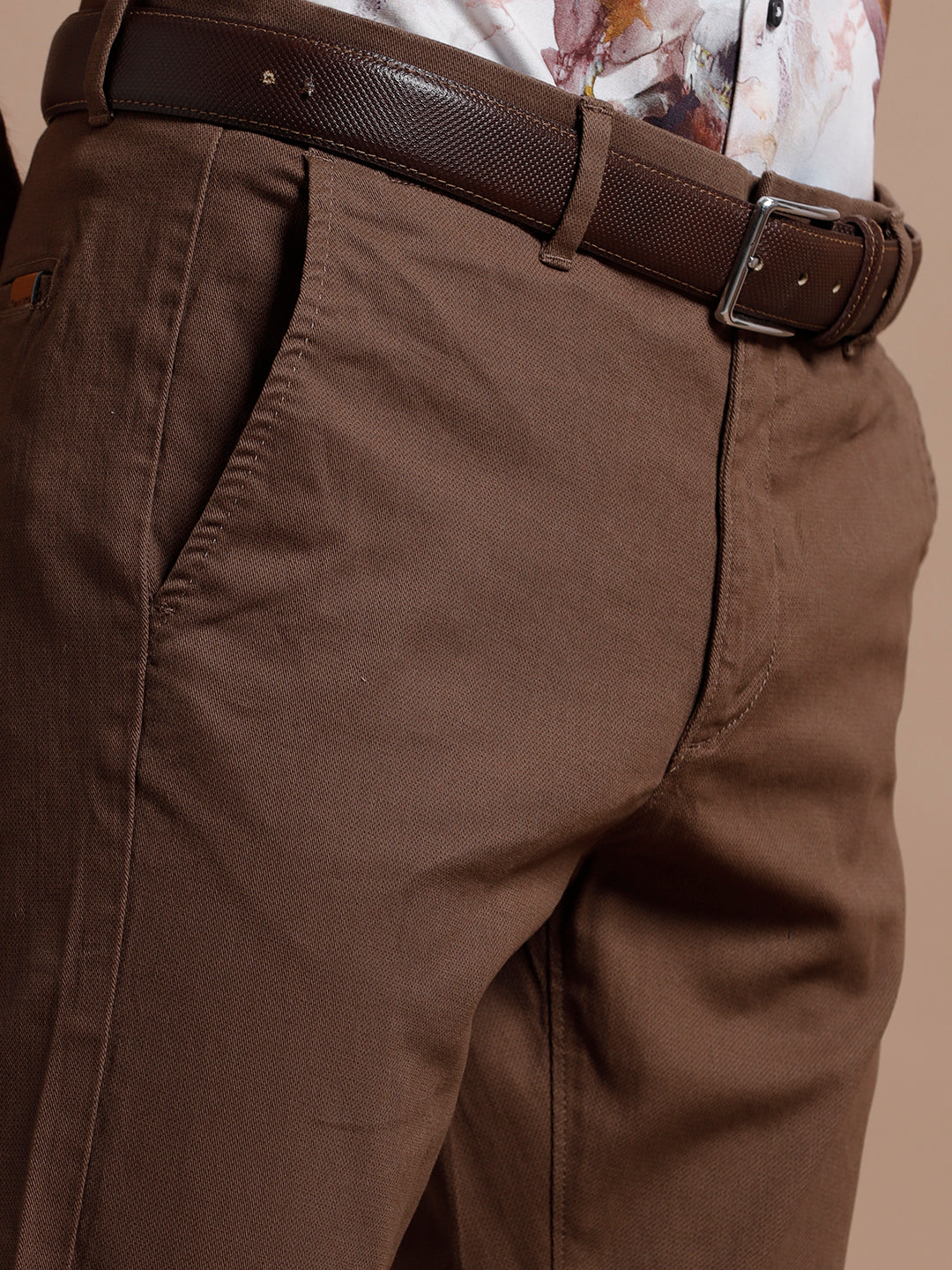 Brown Smart Casual Stretch Trouser