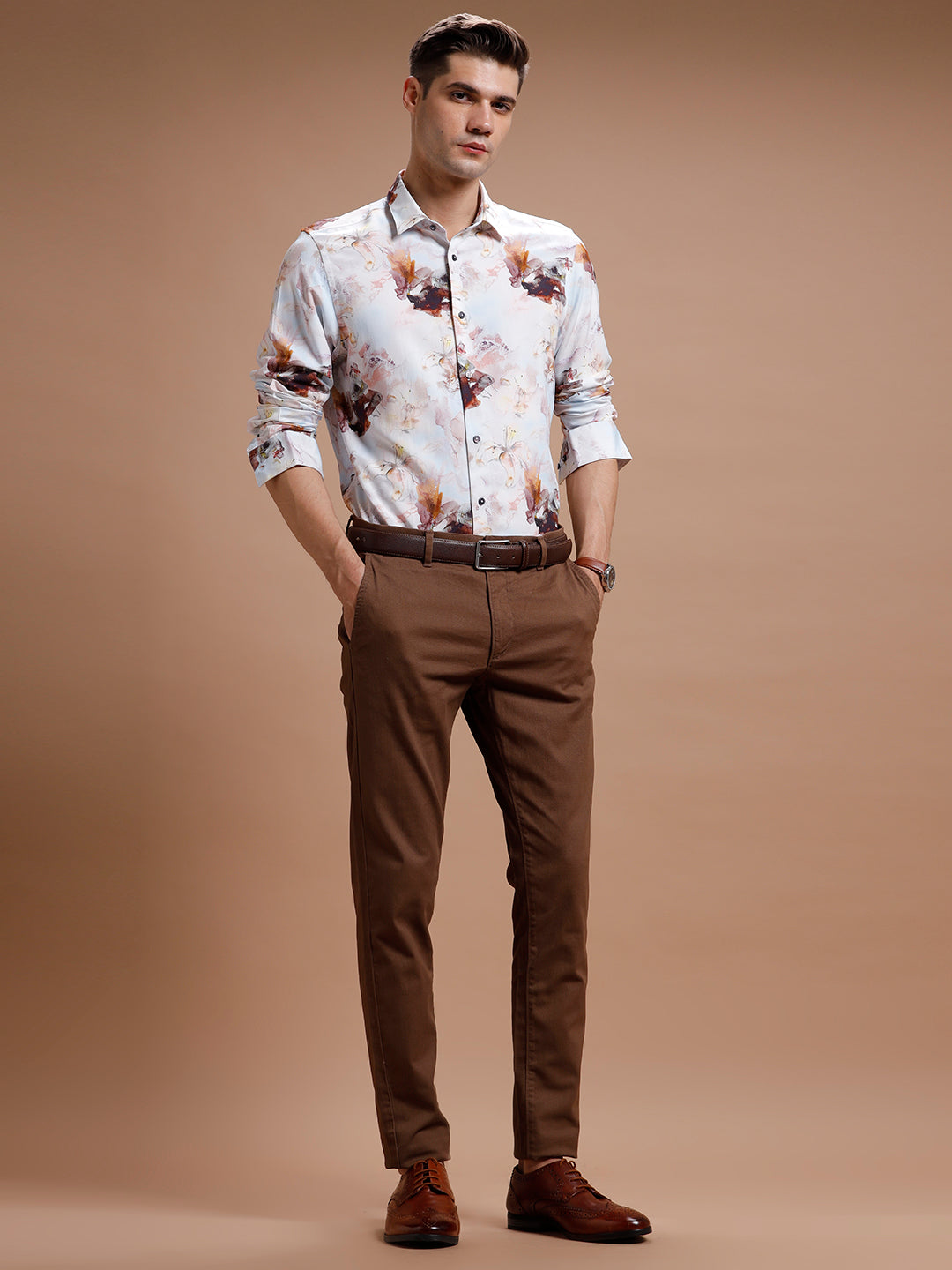 Brown Smart Casual Stretch Trouser